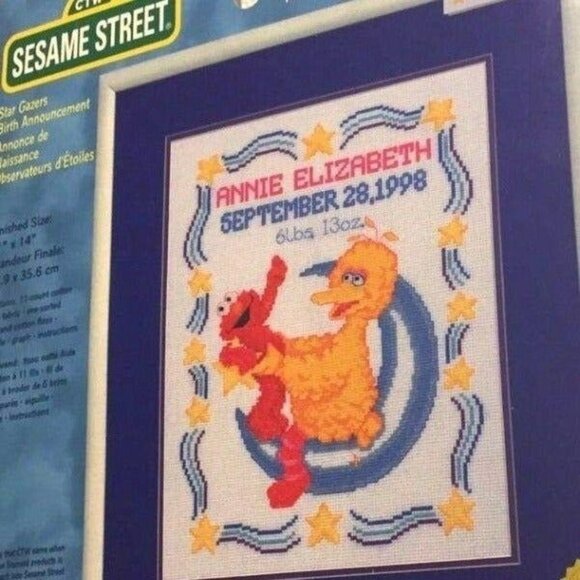 Cross Stitch Kit Sesame Street Star Gazers Birth Announcement Counted Janlynns - Picture 1 of 3